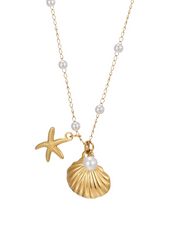 Sid Golden Seastar Shell Pearl Necklace