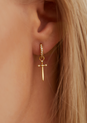 Charles Sword Golden Huggie Earrings