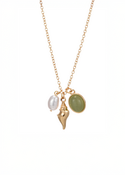 Collar de piedra de jade de concha en espiral dorada de Sid
