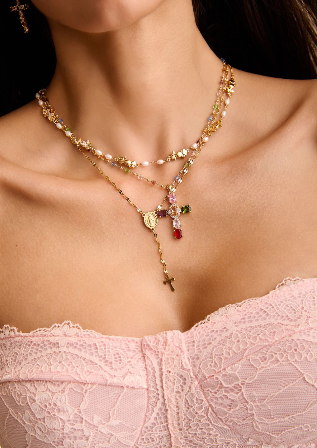 Laurent Pearl Golden Necklace