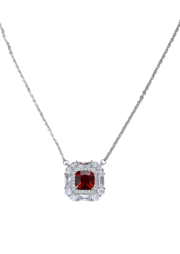 Amy Red Square Glittering Necklace