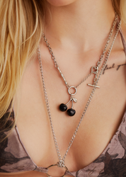 Black Cherry Garden Silver Necklace