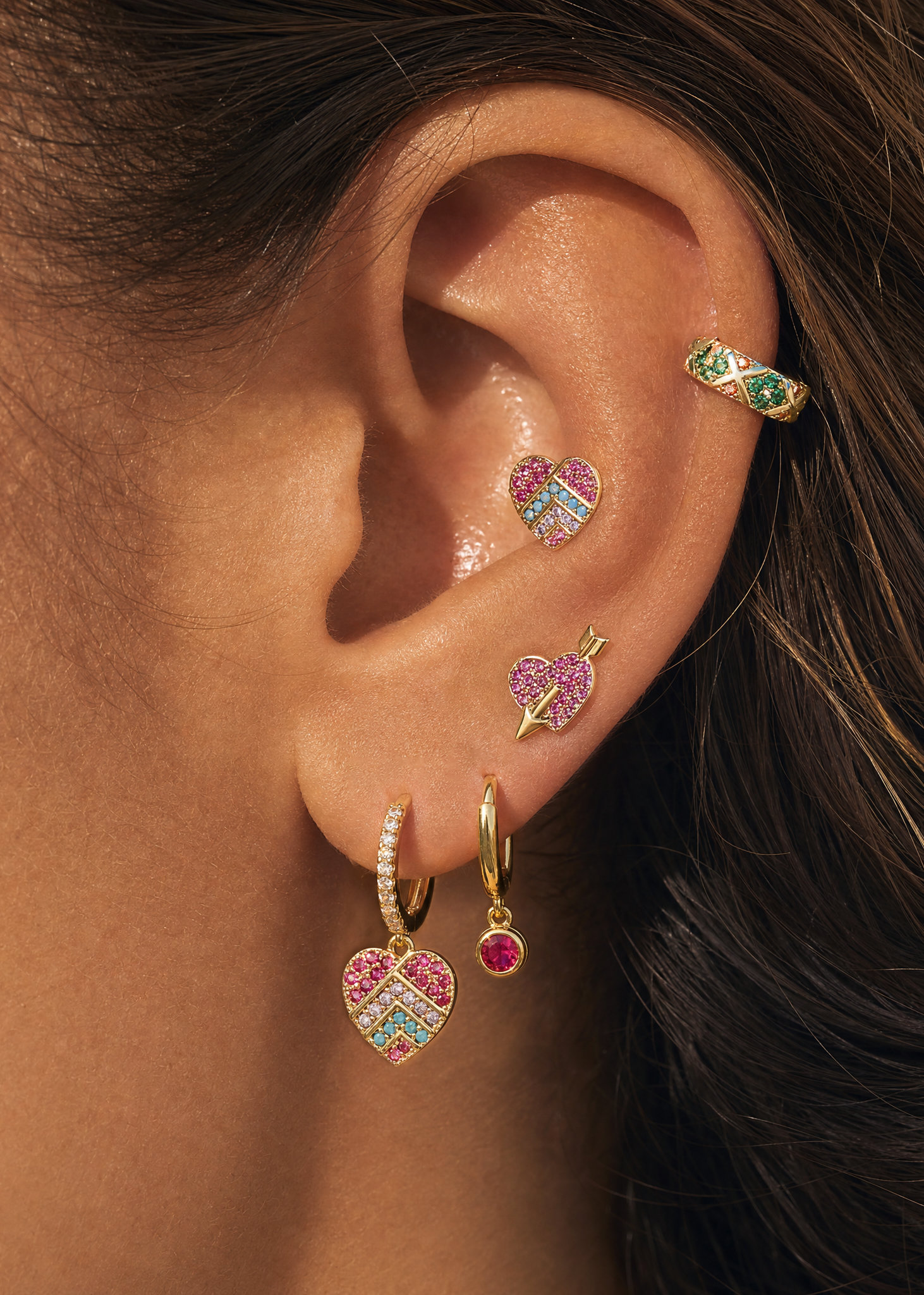colorful-heart-shape-earrings-set