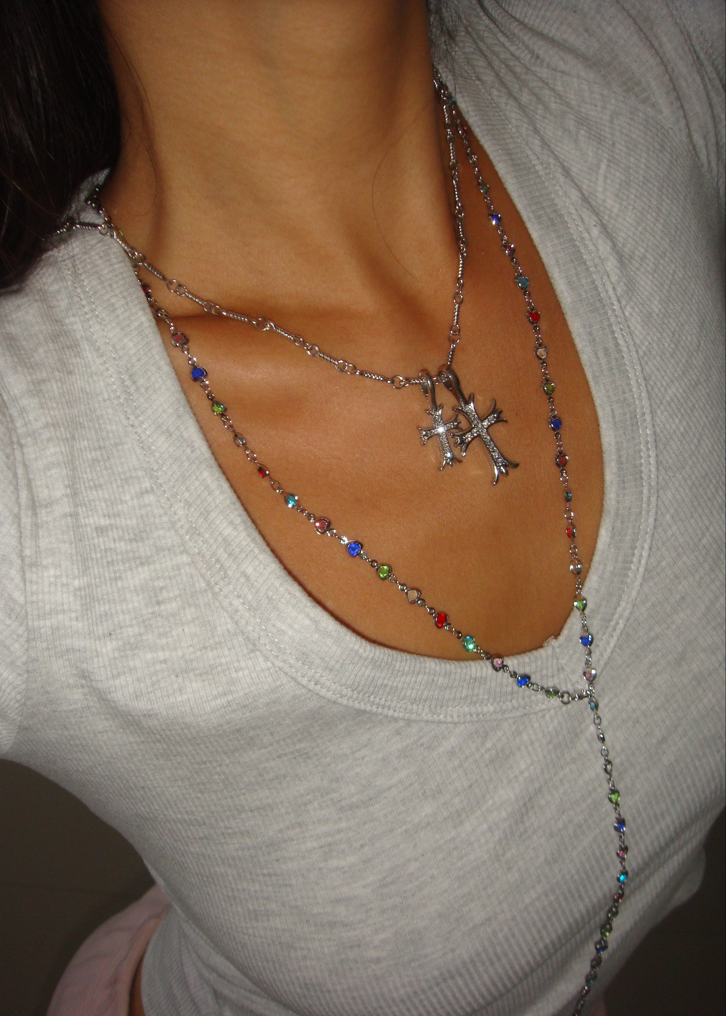 Val Duo Cross Silver Necklace – Vintage Jewelry for Women | FOUFOU