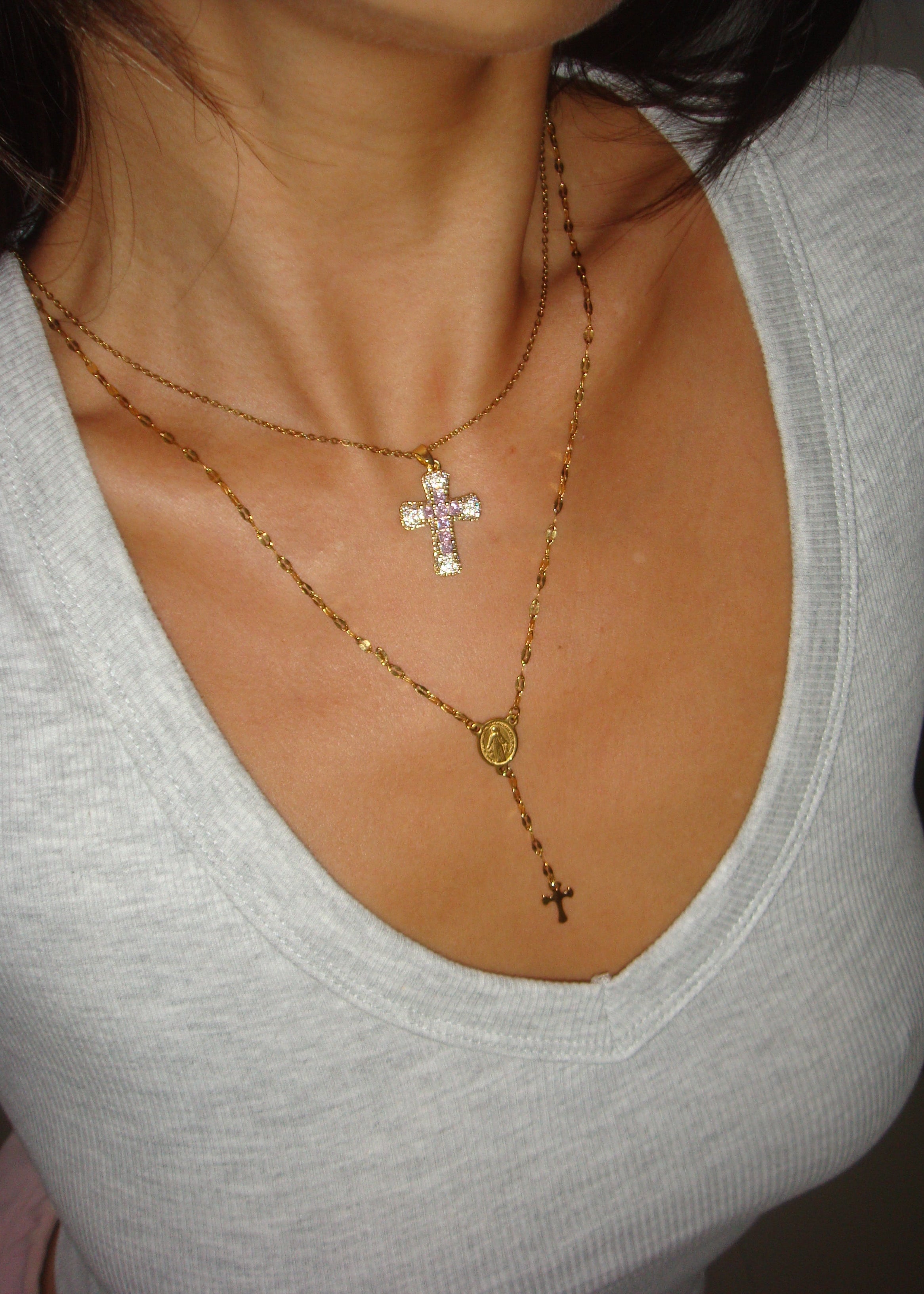 Martina Cross Long Chain Necklace – Vintage Jewelry for Women