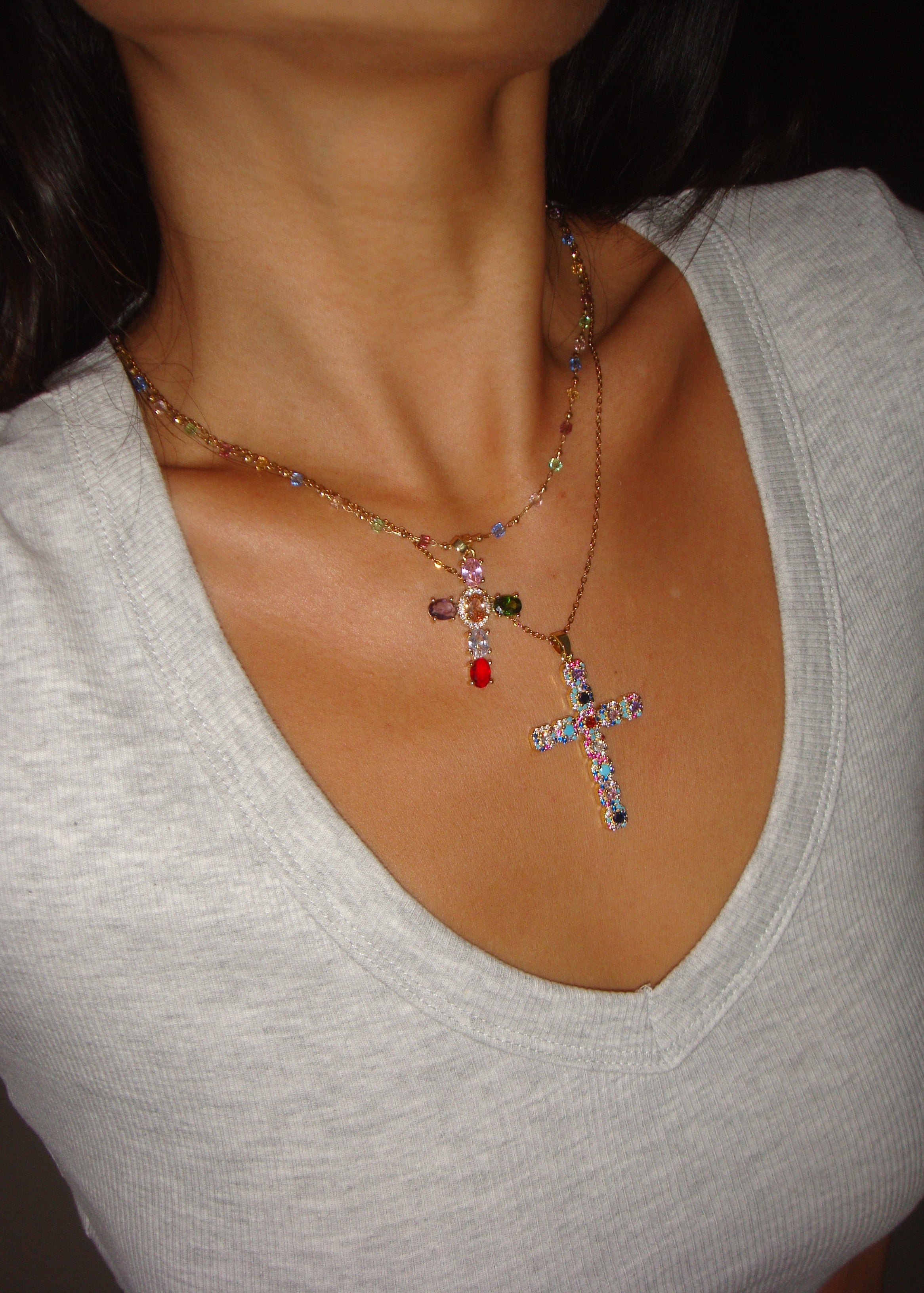 thumbnail image 2 of Silver Cross Pendant Necklace – Acrylic Charm, Simple Religious Fashion Jewelry 2 of 5