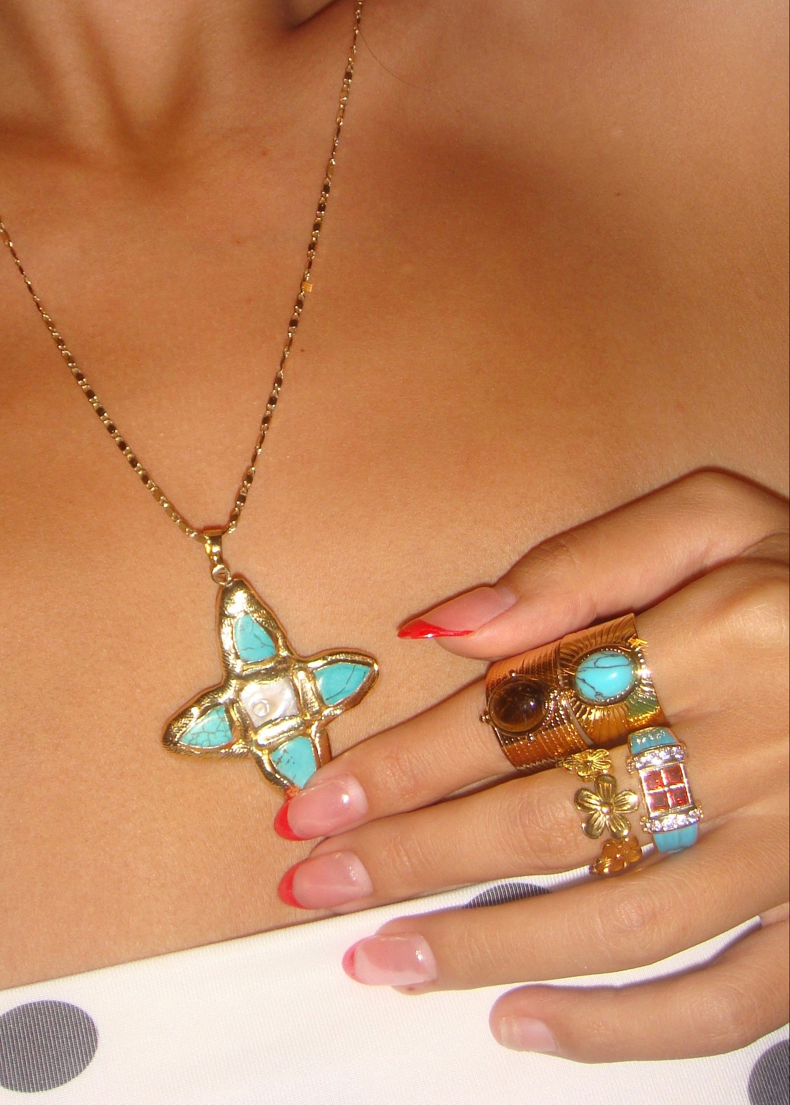 Manon Glittering Orange Blue Vintage Ring