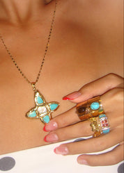 Manon Glittering Orange Blue Vintage Ring