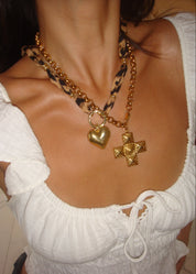 Dominique Leopard Golden Necklace - Heart