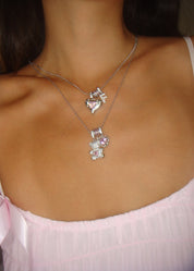 Hug Me Bear Necklace - Silver