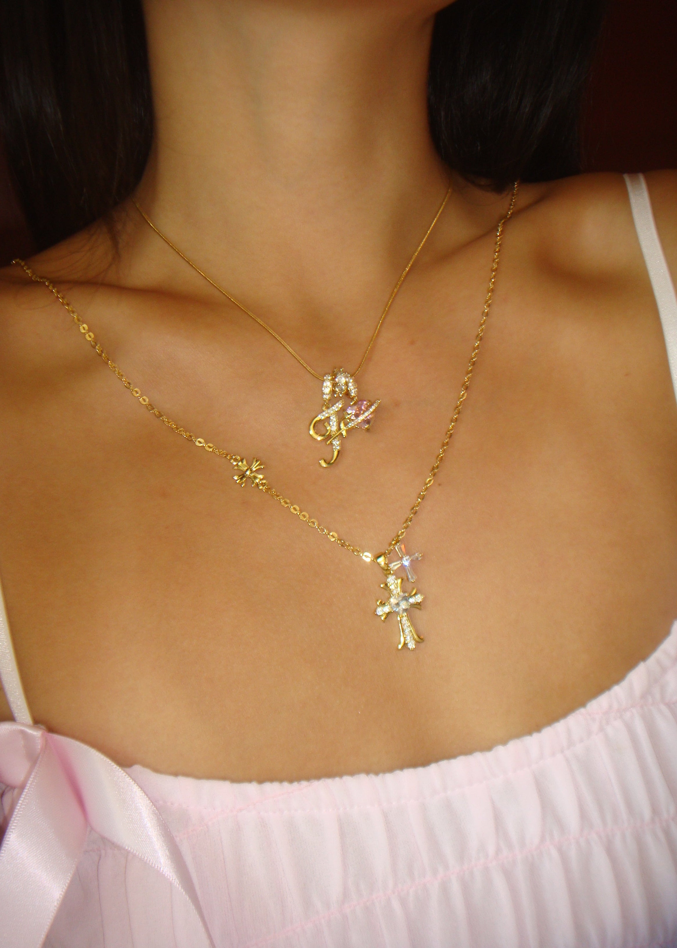 Gina Trio Cross Necklace - Golden