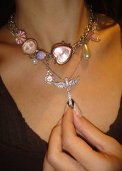 Supergirl Pink Power Necklace - Silver