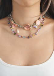 Kylie Colorful Crystals Silver Necklace