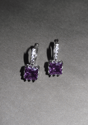 Pendientes Cube Suger de diamantes morados