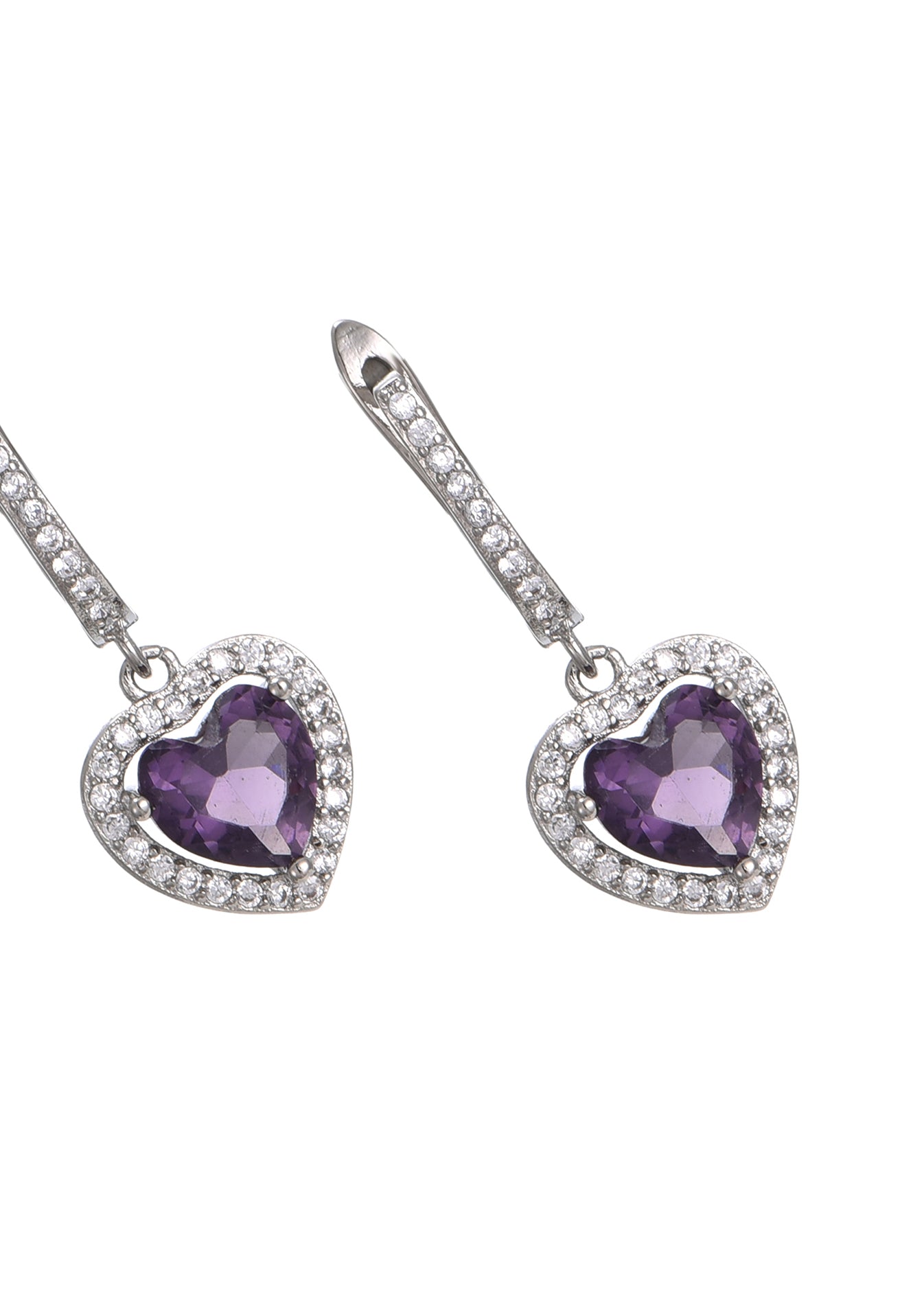 Purple Glittering Love Earrings