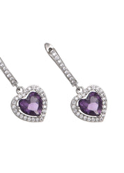 Pendientes de amor morados brillantes