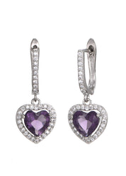 Purple Glittering Love Earrings