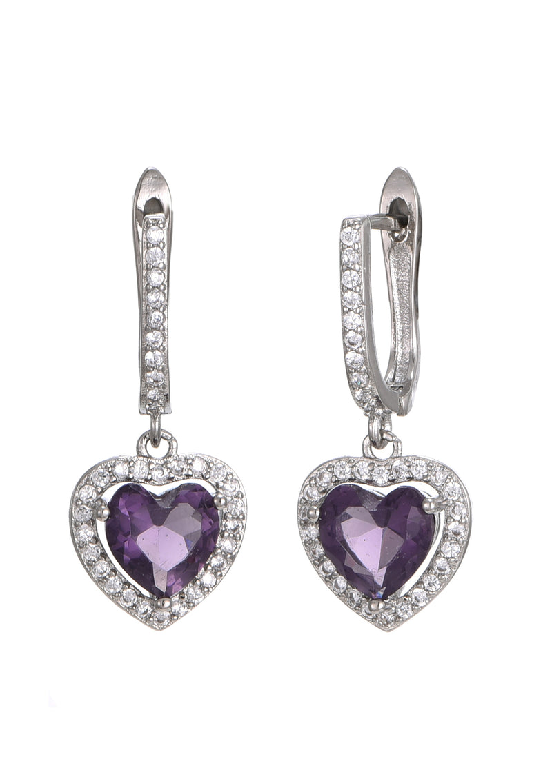Purple Glittering Love Earrings