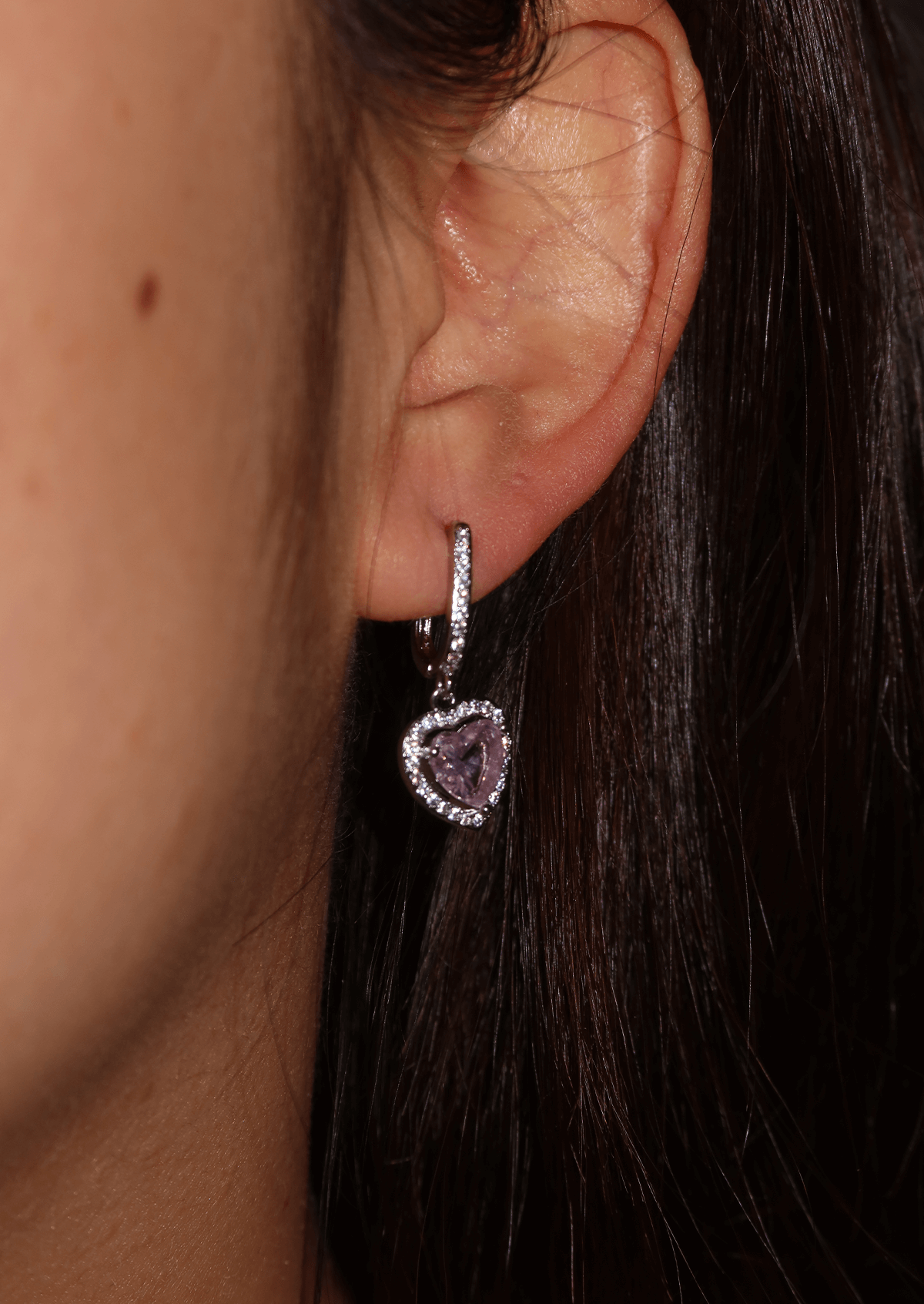 Pendientes de amor rosa brillante