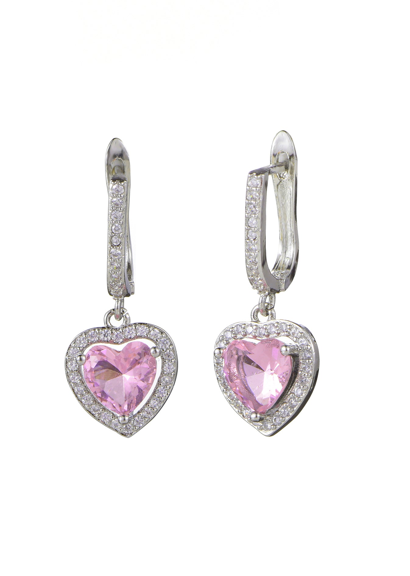 Pendientes de amor rosa brillante