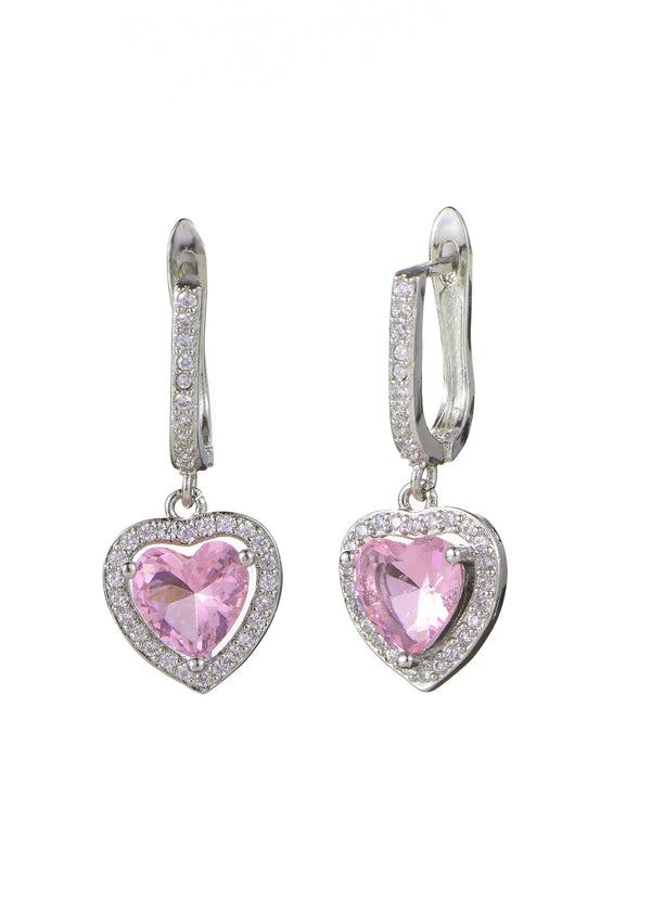 Pink Glittering Love Earrings