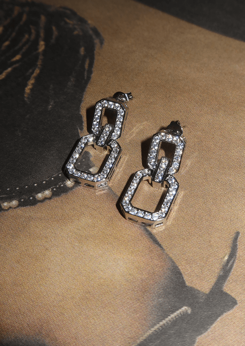 Sabrina silver diamond earrings