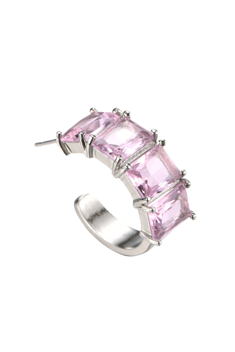 Boucles d'oreilles cocktail diamant rose