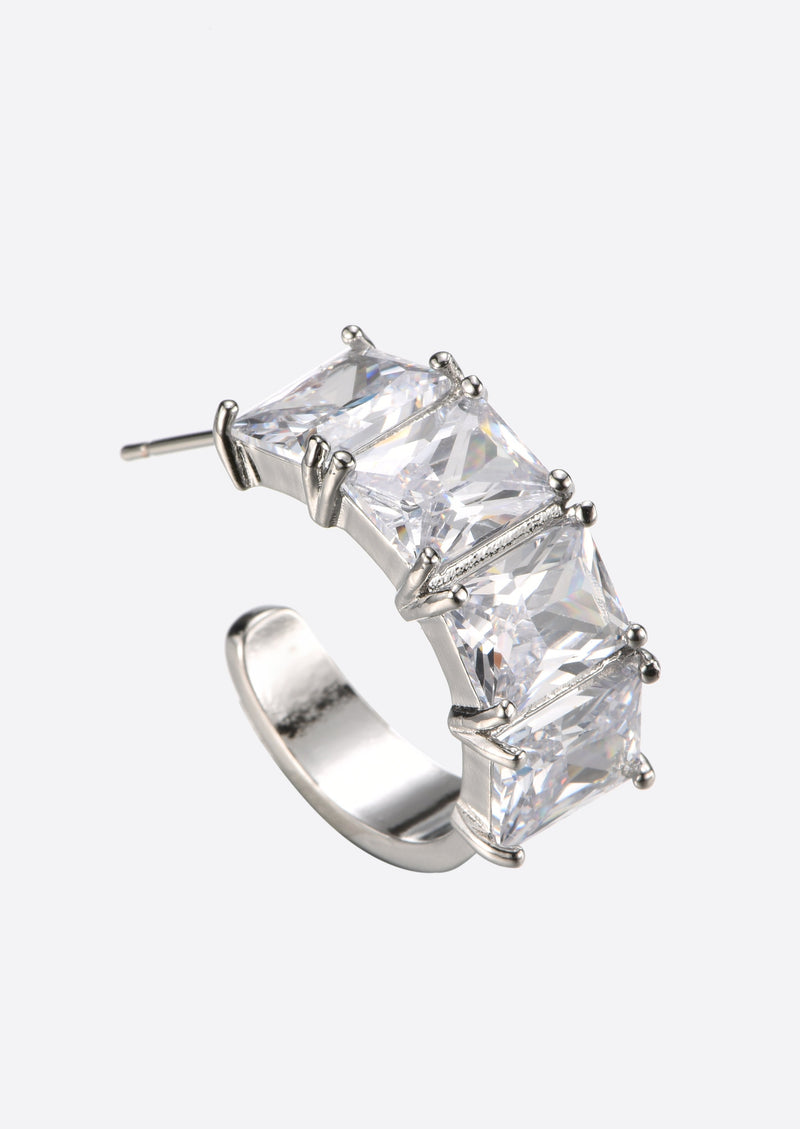 Cocktail Silver Diamond Earrings
