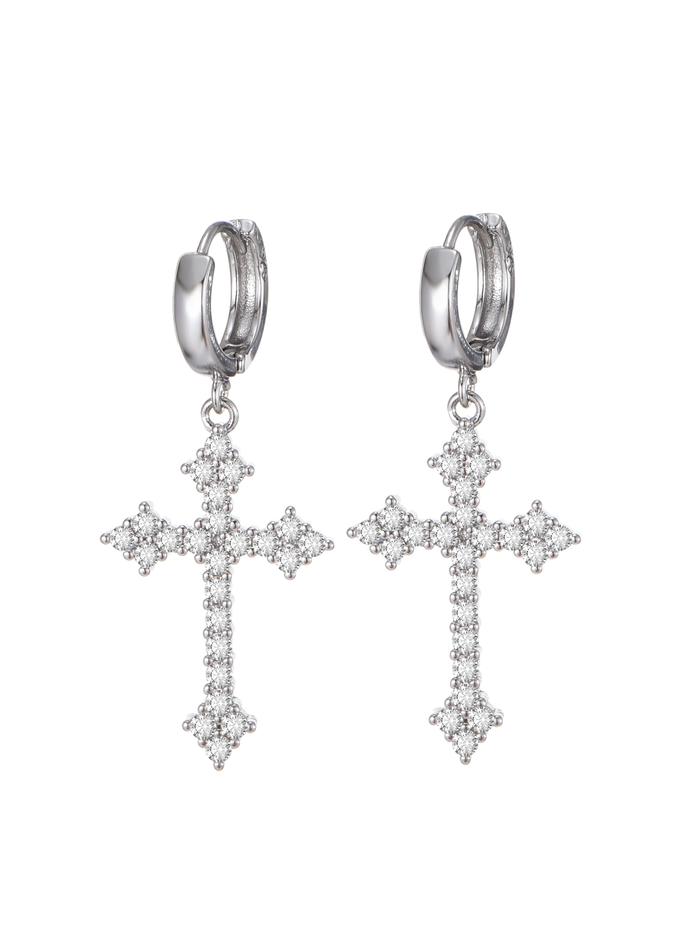 Ivonne Gothic Silver Cross Earrings