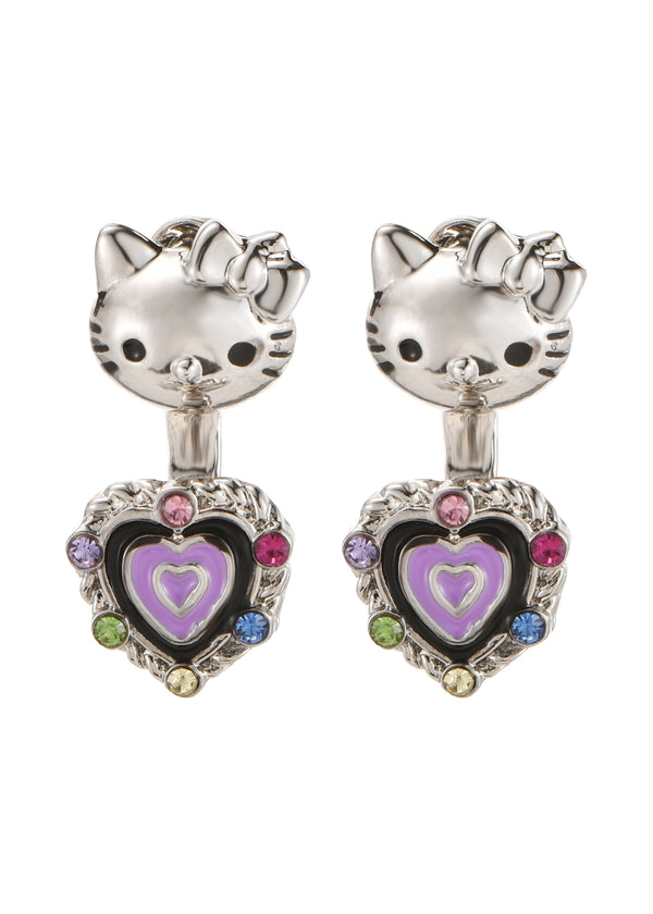 Kitty in Purple Silver Earrings