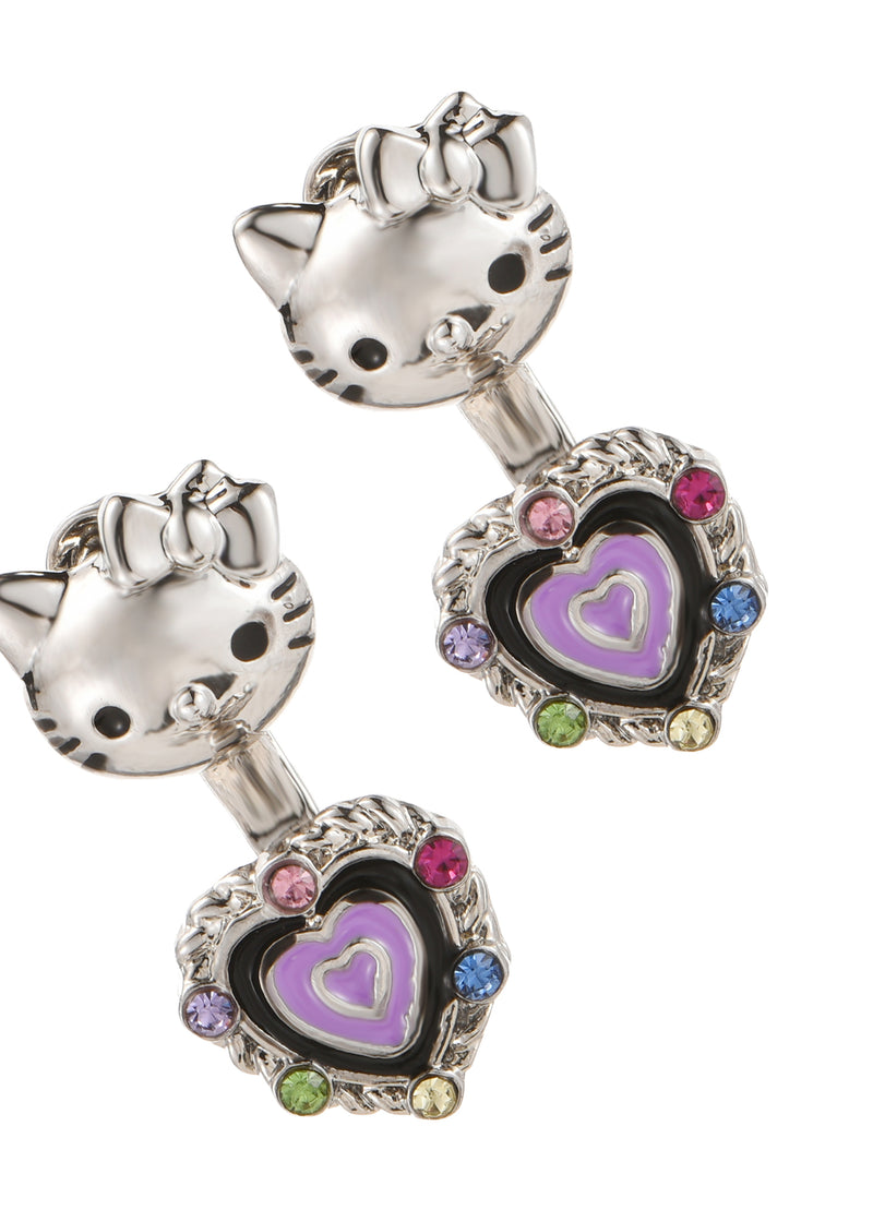 Kitty in Purple Silver Earrings