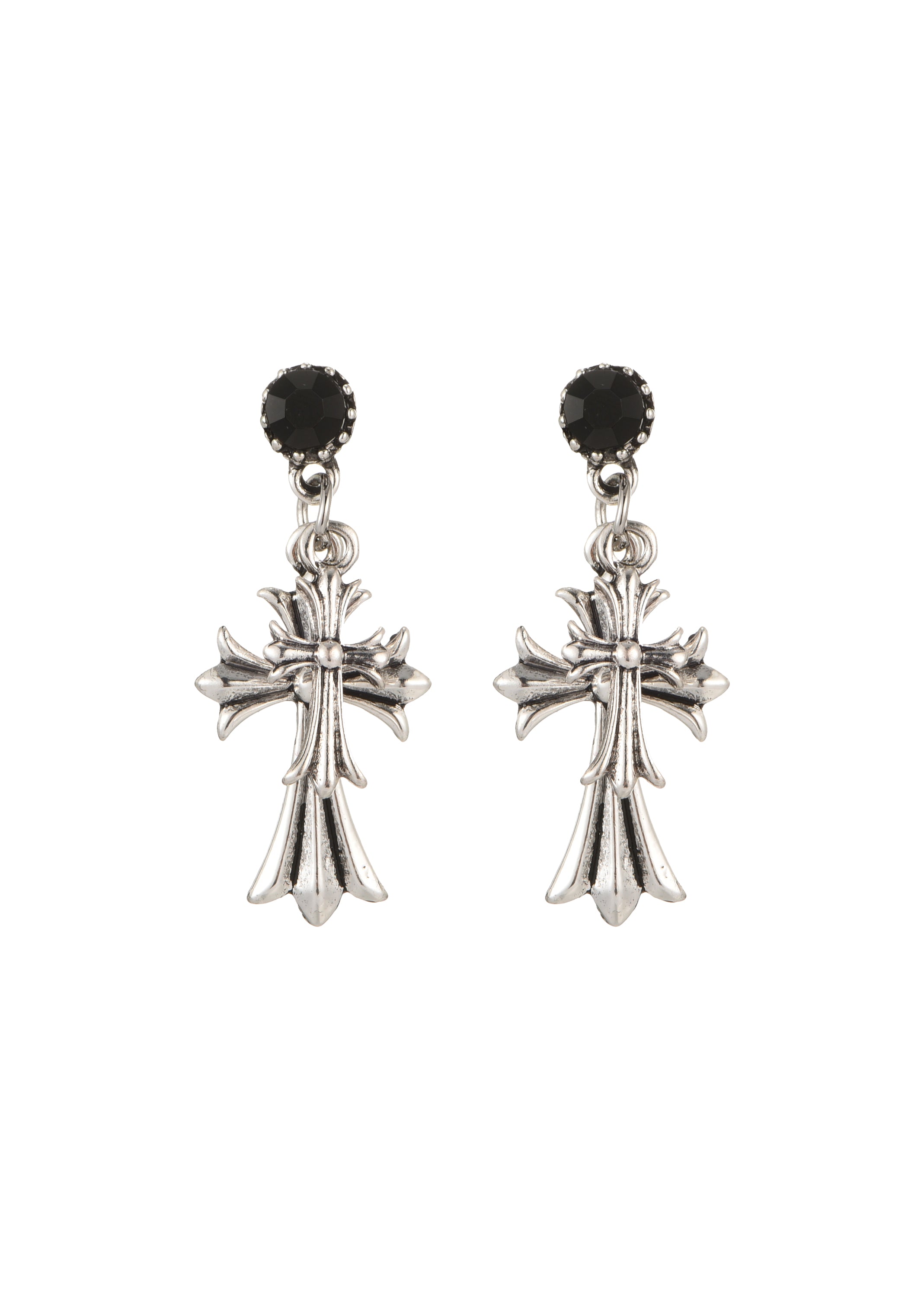 Val Duo Cross in Black Earrings