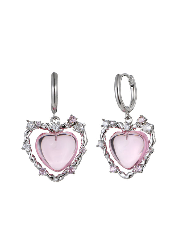 Fabienne Pink Heart Earrings