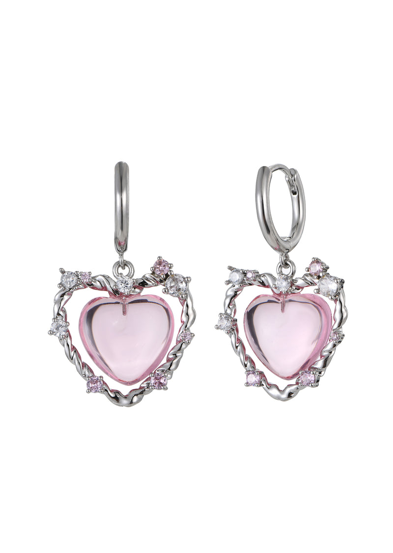 Fabienne Pink Heart Earrings