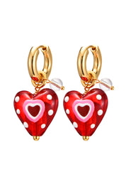 Raquel Crystal Love Earrings in Red