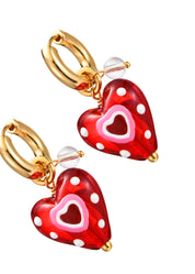 Raquel Crystal Love Earrings in Red