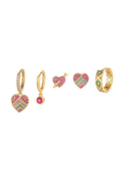 Colorful Heart Shape Earrings Set