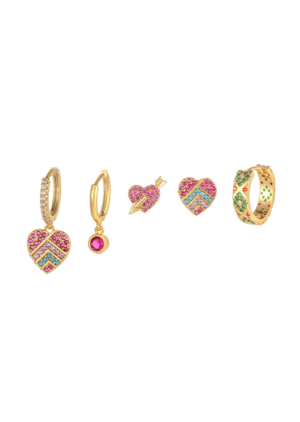 Colorful  Heart Shape Earrings Set