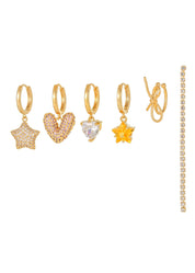 New Year Eve Star Huggie Earrings Set