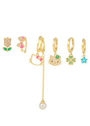 Kitty Spring Clover Earrings Set