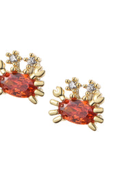 Glittering Petit Orange Crab Stud Earrings