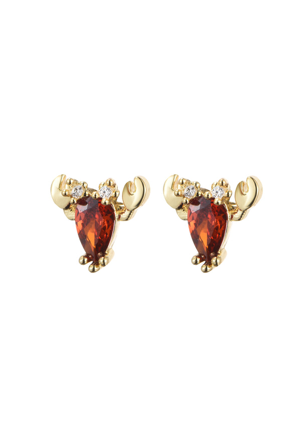 Glittering Petit Red Lobster Stud Earrings