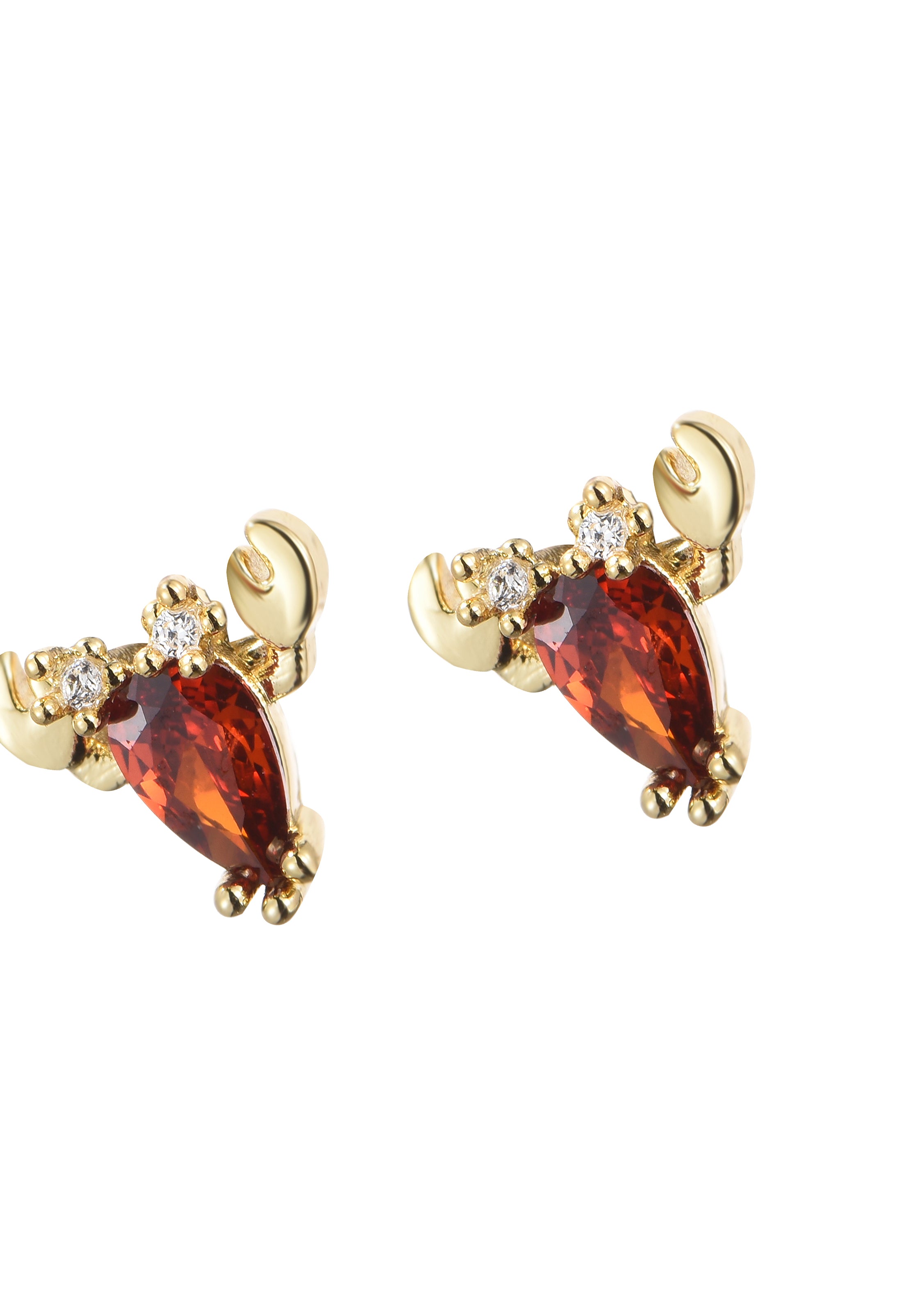 Glittering Petit Red Lobster Stud Earrings