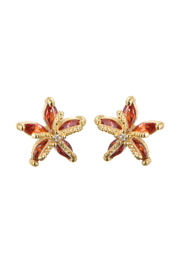 Glittering Petit Red Seastar Stud Earrings