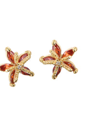 Pendientes de botón Petit Red Seastar con brillantina