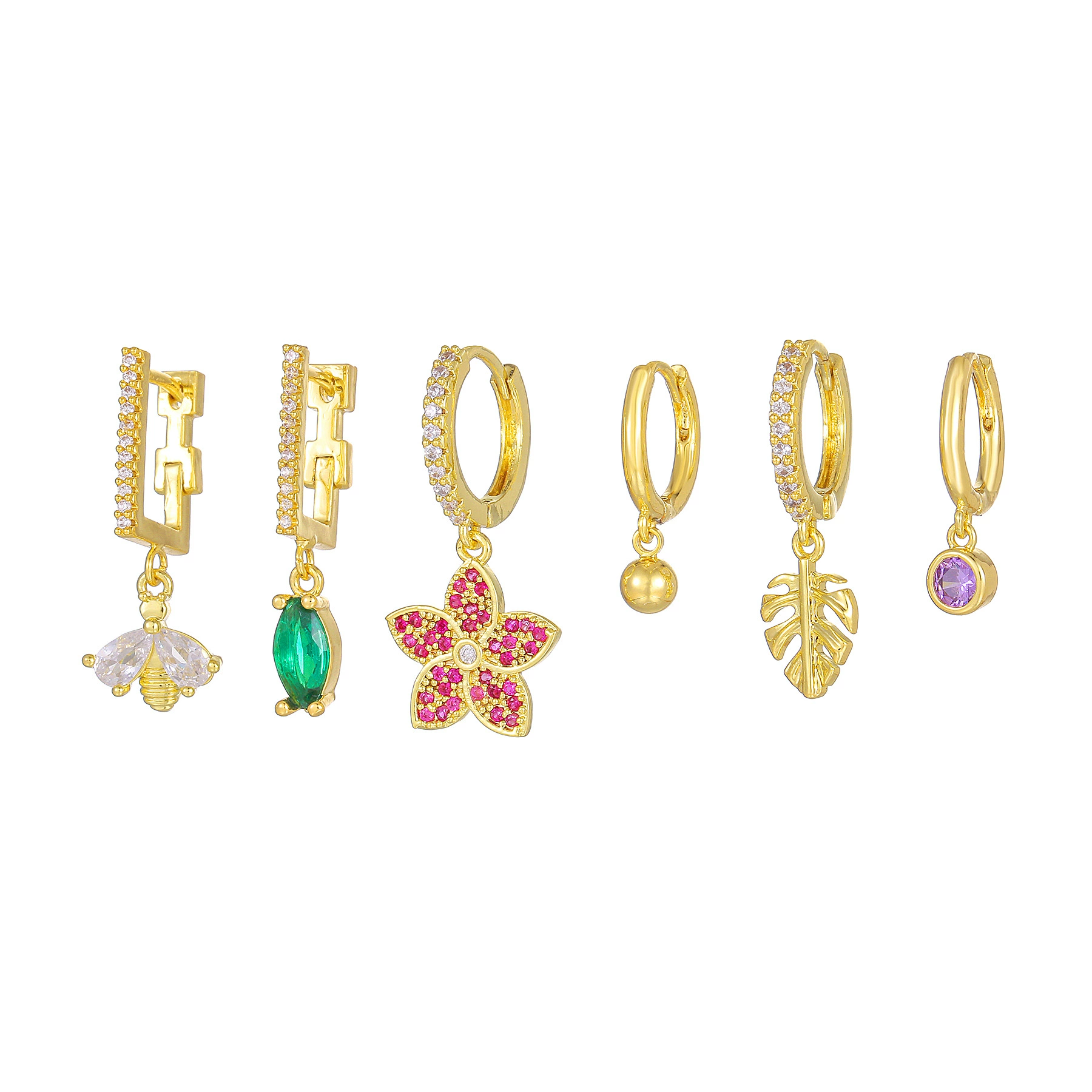 Petit Spring Garden Golden Earrings Set