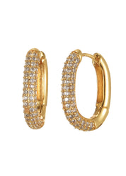 Diamond Leona Huggie Hoop Gold Earrings