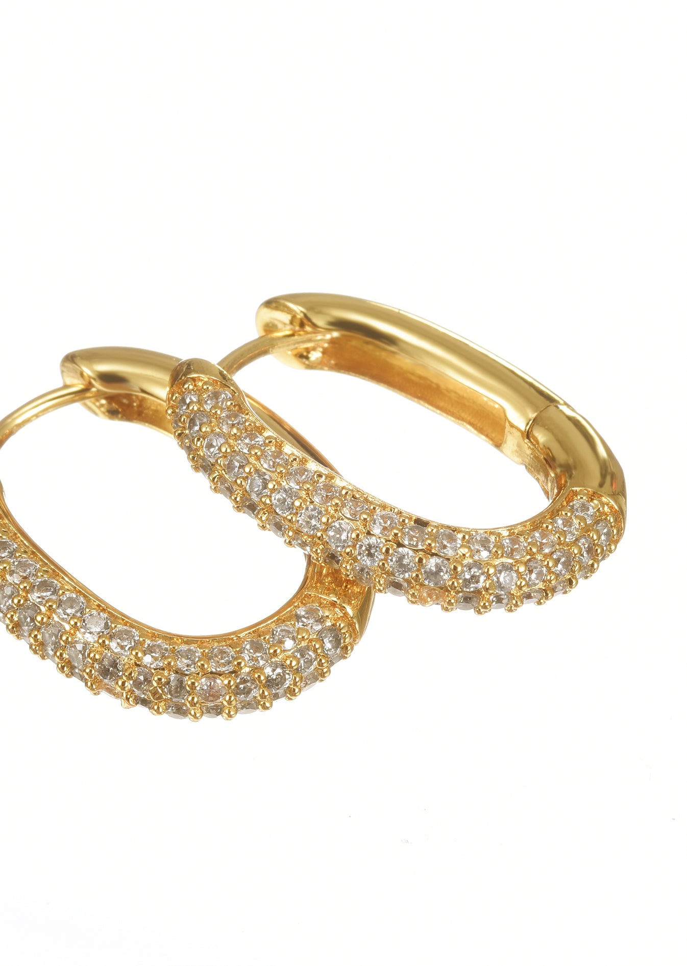 Diamond Leona Huggie Hoop Gold Earrings