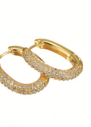 Diamond Leona Huggie Hoop Gold Earrings