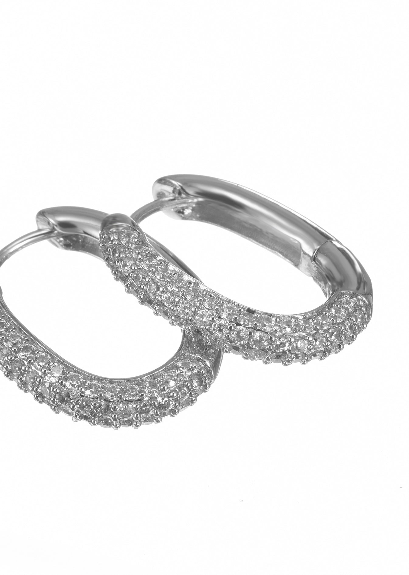 Diamond Leona Huggie Hoop Silver Earrings